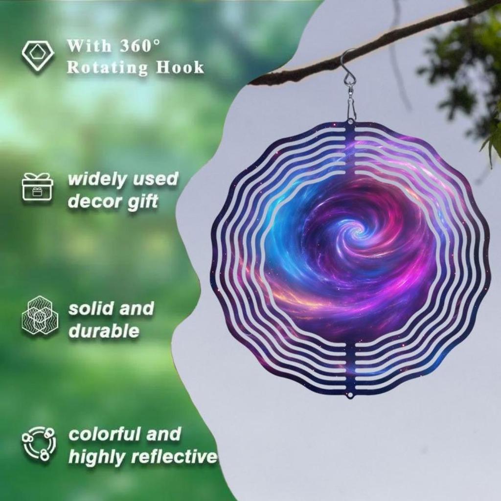 Galaxy Wind Chime Outdoor Metal Garden Decor with Cosmic Swirl Design Soothing Sound for Patio Balcony Yard Bird Deterrent
