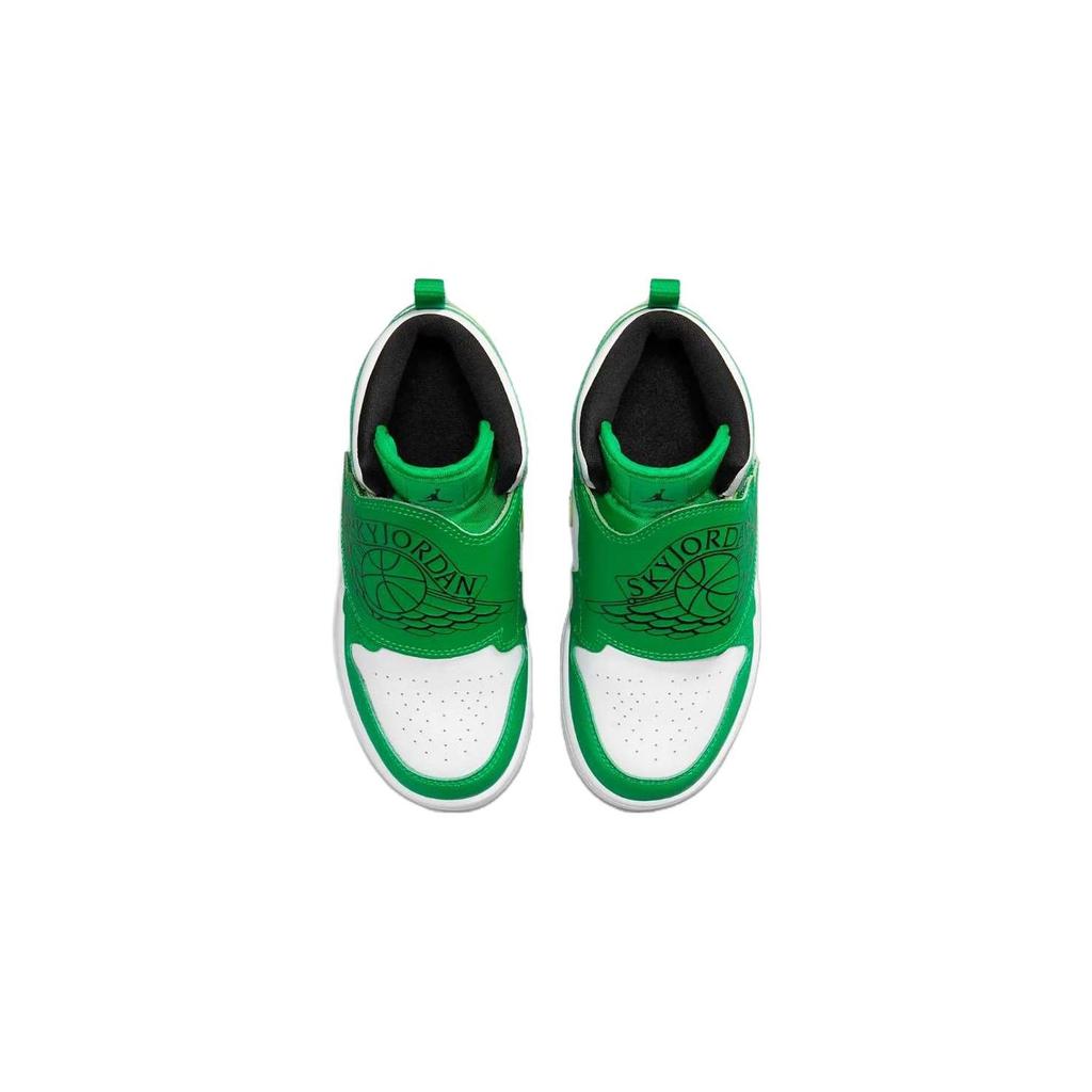 Jordan Баскетбольные кроссовки Air 1 Lucky Green BP с противоскользящей подошвой и высоким берцем, детские, белые BQ7197-301