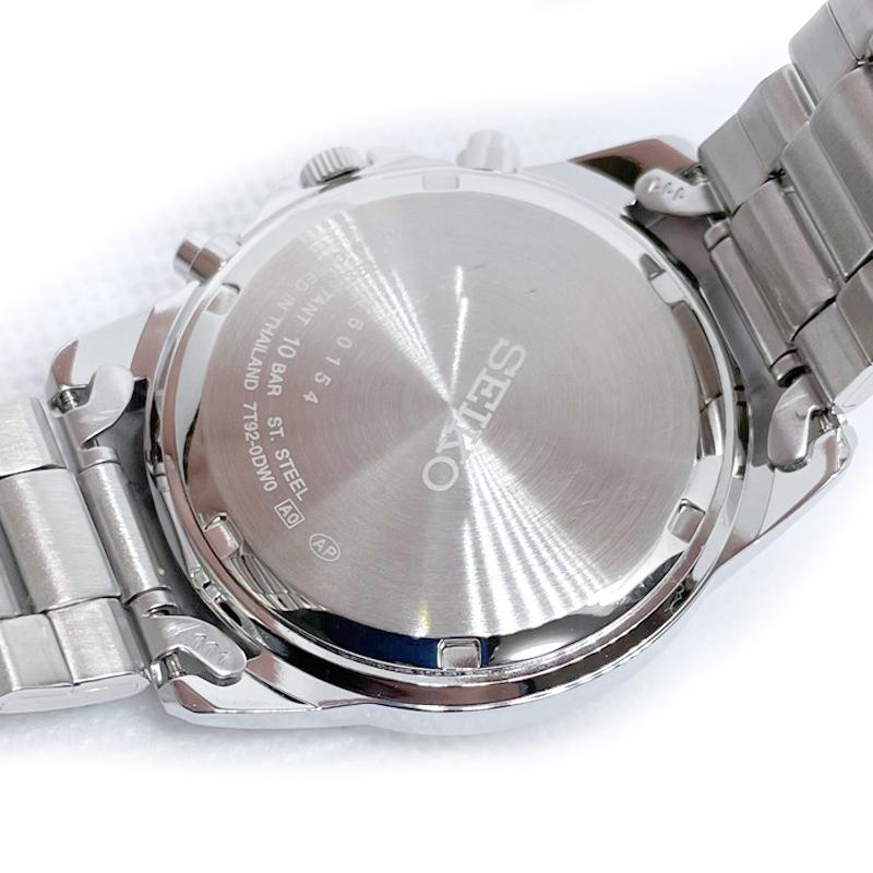 SEIKO Хронограф Японские черные x серебристый металл SND375P1, механизм, ремешок, мужские часы