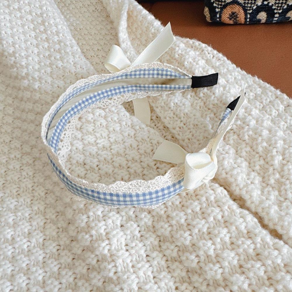 Non-slip Lace Bow Headband Elegant Hair Hoop Korean Fairy Headwear  For Women Girls Makeup