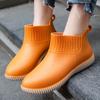 Fashion Rain Shoes Women's Non-slip Kitchen Rubber Shoes Fleece Warm Outside Rain Boots Versatile Waterproof Car Wash Shoes