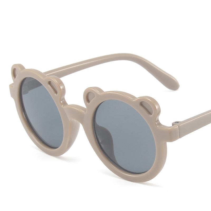 Винтажные детские очки для девочек, защитные очки для мальчиков, солнцезащитные очки в форме медведя с рисунком UV400, милые классические детские круглые очки