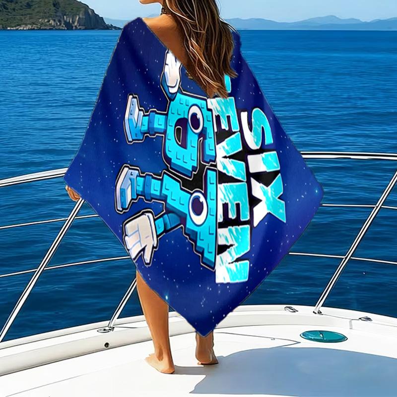 Space Adventure With Six Seven 67 Microfiber Beach Towel, Lightweight And Quick-Dry, for Summer Travel, Beach Essential, Swimming Pool Outdoor