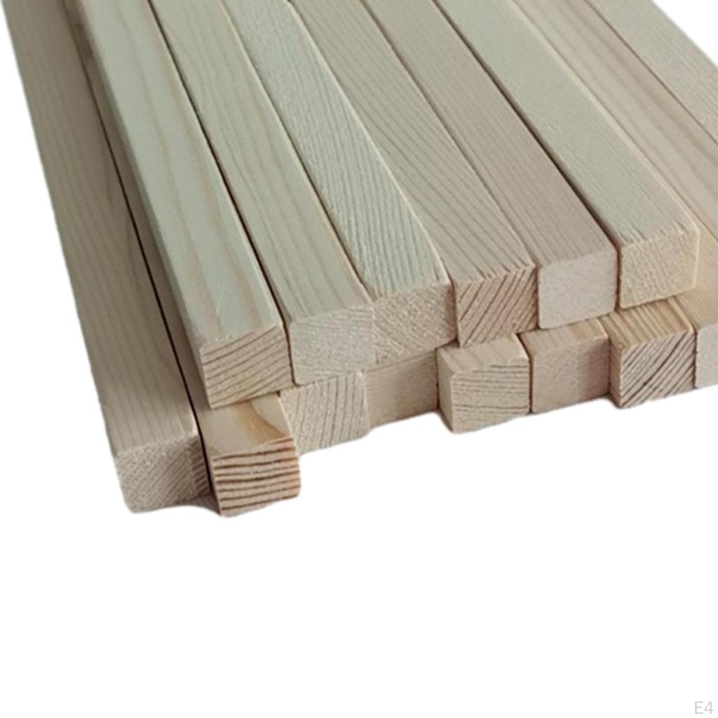 100 Pieces Unfinished Square Sticks Long Dowel Strips Wood Paint for Crafts