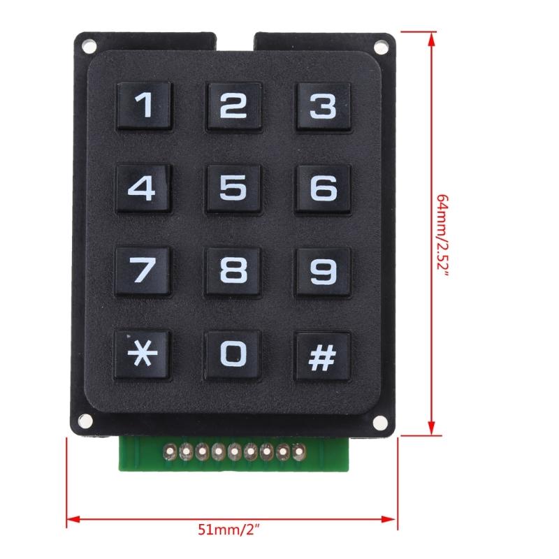 3x4 Matrixes Array 12 Button Keypad Keyboard Module 12 Key MCU Membranes Button Keypad Electric DIY Kit