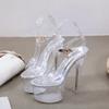 Босоножки на очень высоком каблуке-шпильке, женские прозрачные туфли с кристаллами, серия 181 для ночного клуба, каблук 17 см, платформа 10 см LFD