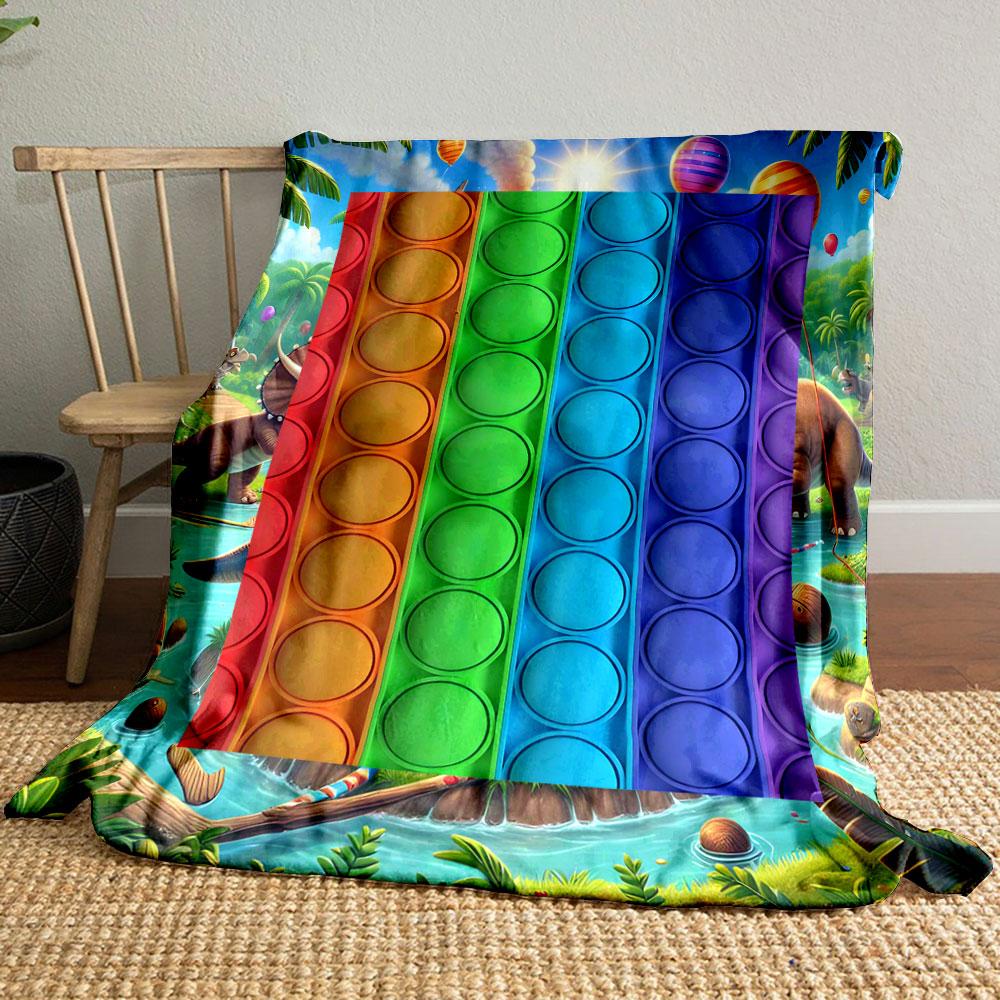 Rainbow Striped Bubble Pattern Blanket bedroom Blanket for Livingroom Couch lunch break Soft throw for Friend's festival Gift