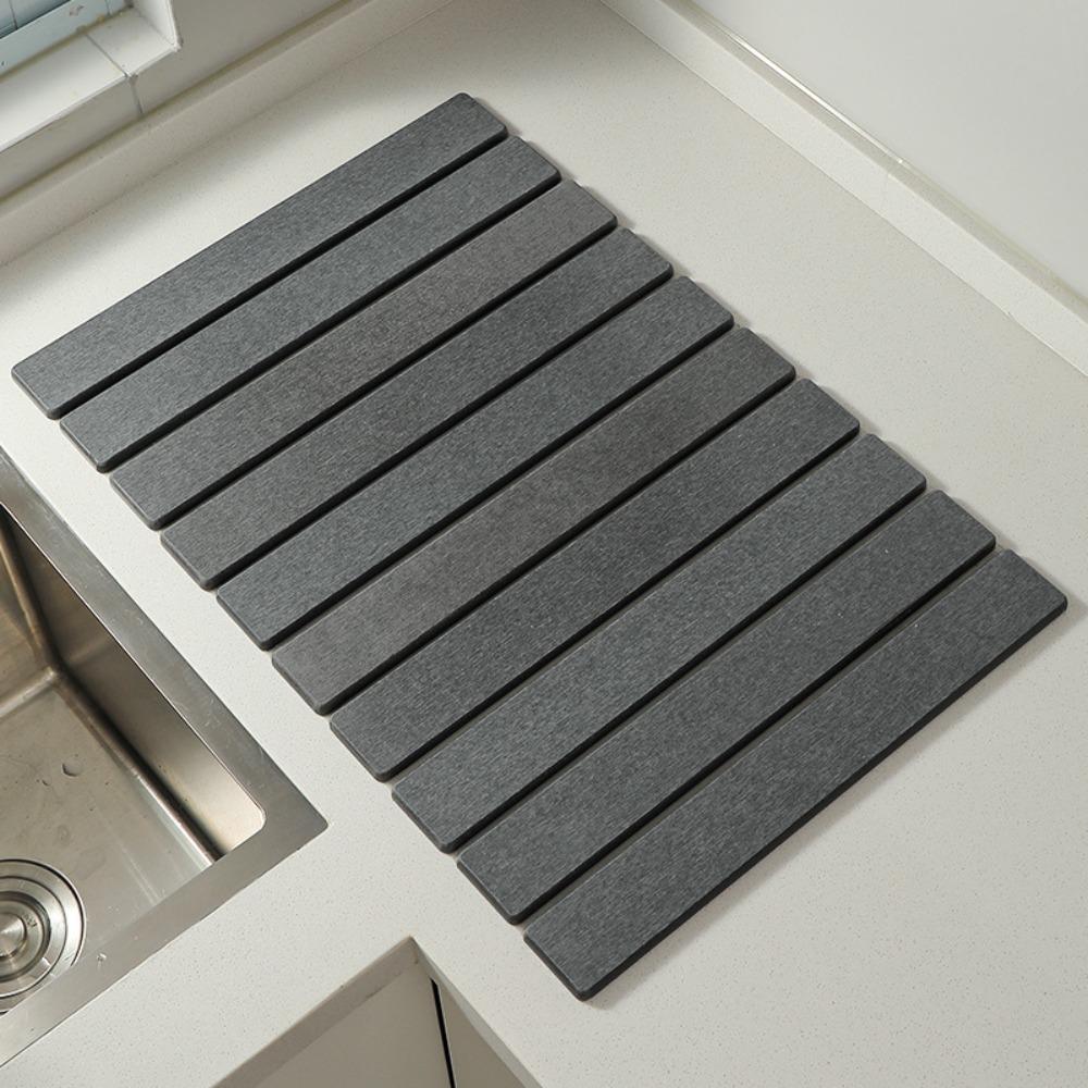 Foldable Dish Drainer Mat Absorbent Placemat Bathroom Rug Stone Dish Drying Mat Sink