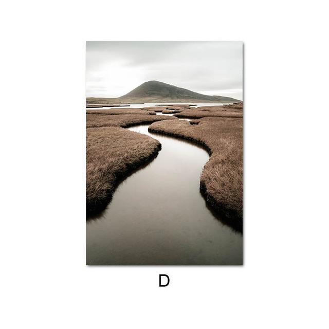 Природный пейзаж, интерьерные картины, утренний восход солнца, горное озеро, холст, постер, скандинавский настенный художественный принт, украшение галереи, картина