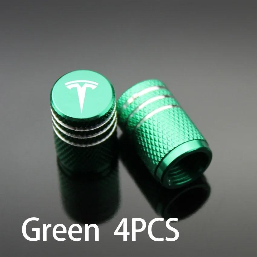 CSNK3 Tesla Model 3 Y S X - 4PCS Aluminum Alloy Tire Valve Stem Caps Covers, Car Wheel Accessories Replacement