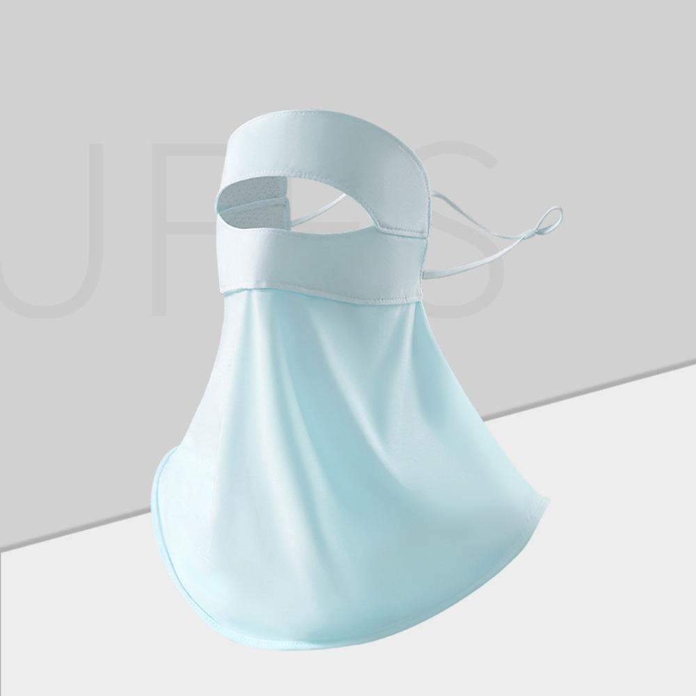 Summer Full-Face Sunscreen Veil UPF 50+ Neck Wrap Cover Ice Silk Face Cover for Male Female