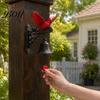Decorative Doorbell Plaque Red Bird Garden Bell, Vintage Style Wall Mounted Outdoor Dinner Durable Resin Bell Decor Yard for Porch Patio Entryway