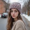Новая флисовая вязаная шапка с леопардовым принтом и козырьком, теплая и ветрозащитная