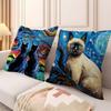 Cat And V-Vincent V-Van Gogh Cushion Cover Pillowcase Upholstery Sofa Throw Pillow Home Decor Pillowcas