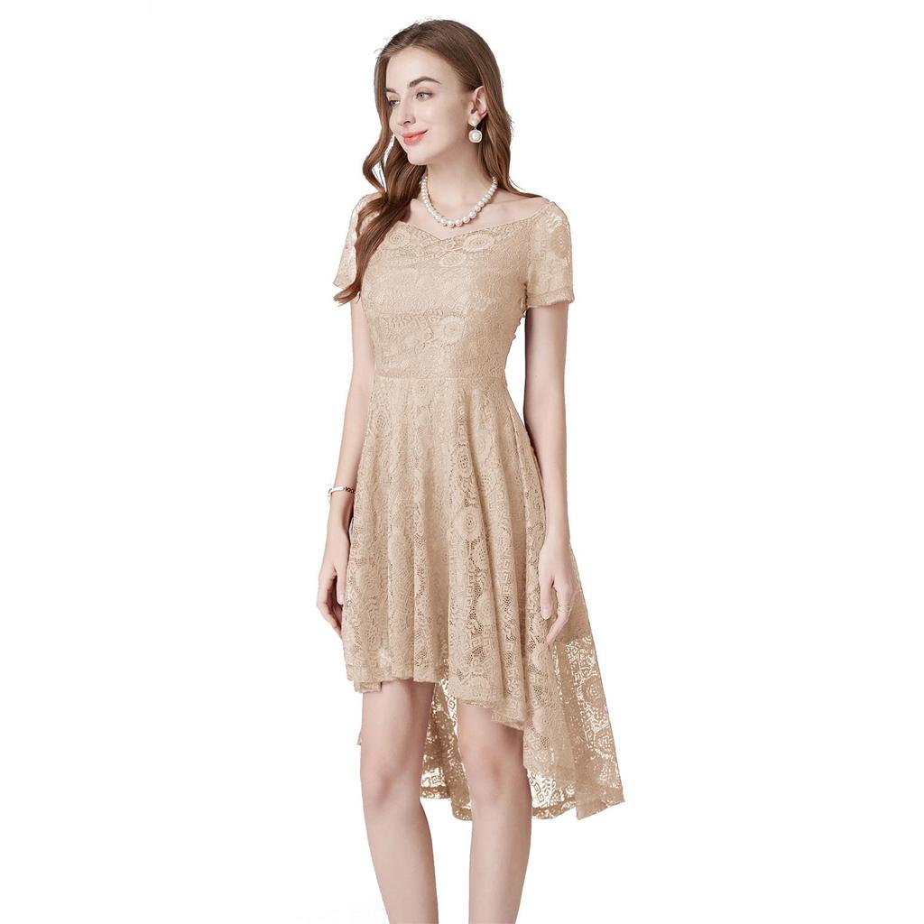 Женское вечернее платье миди, кружевное платье с вырезом в форме сердца, высокие и низкие подолы, ретро-платья, бальное платье для выпускного вечера, свадебные наряды подружки невесты