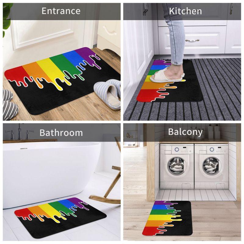 Gay Pride Flag Drip Doormat Anti-Slip Bathroom Kitchen Mat Living Room Floor Door Entrance Carpet Rug