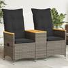Vidaxl Rozkładana Sofa Ogrodowa Ze Stolikiem, 2-Os., Szara, Rattan Pe