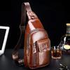 2024 New Fashion Genuine Leather Crossbody Bags for Men Messenger Chest Bag Packs Travel Single Shoulder Strap Pack