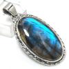Natural Labradorite Gemstone 925 Solid Sterling Silver Gift Pendant 1.75" O9g80