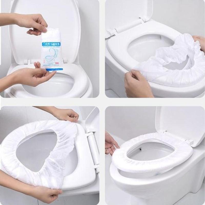 50pcs Disposable Non-woven Toilet Seat Cushion White Square Independent Thick Universal Travel Toilet Cover Cushion Toilet Ring