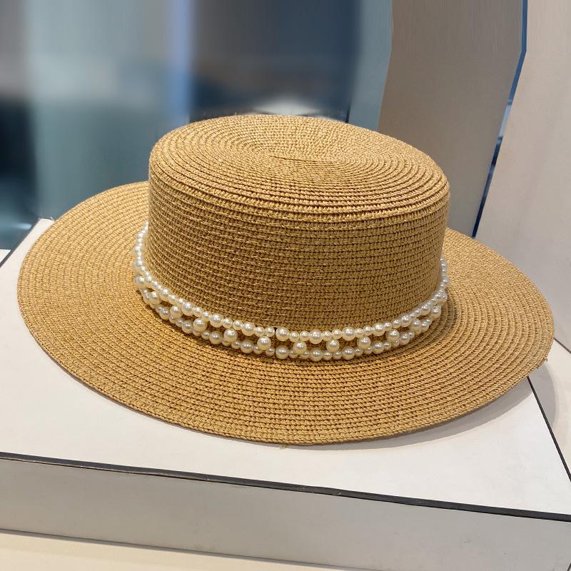 Flat Top Straw Hat Belt Accessories Leisure Summer Sunscreen Hat Women's Fashionable Beach Boater Hat Gifts 2023