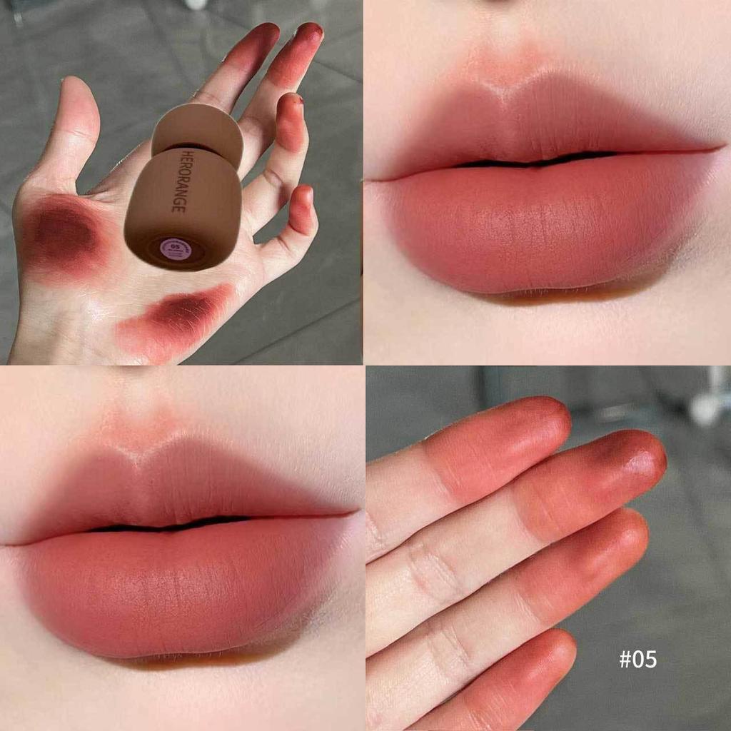 HERORANGE Silk Mist: Color-Locking Matte Lip Mud - Non-Stick, Whitening Lipstick for Cross-Border Makeup