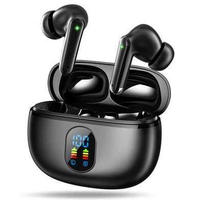 Беспроводные Bluetooth-наушники Bluetooth с ЖК-дисплеем и уровнем заряда батареи, шумоподавление ENC, DNS, до 60 часов непрерывного воспроизведения, 13-мм Hi-Fi звук, глубокий