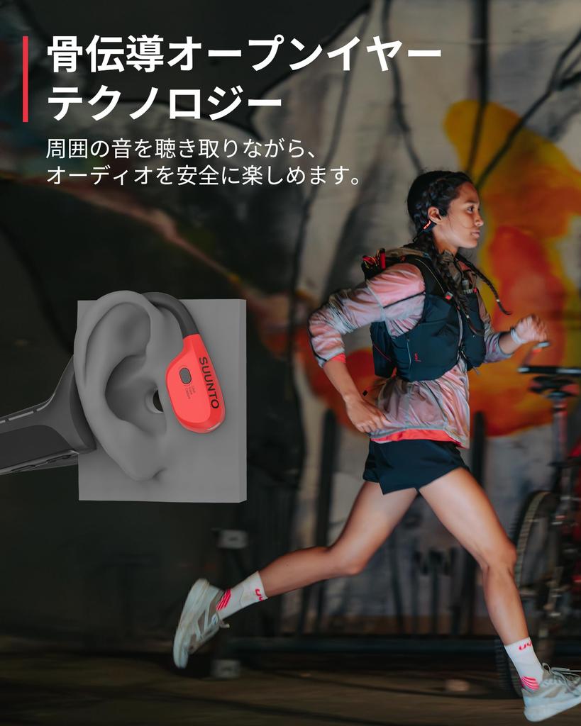 SUUNTO Bone Conduction Earphones Open Ear Earphones with Microphone Bluetooth for Running IP67 Waterproof 10 Hours Continuous Playtime Fast Charging