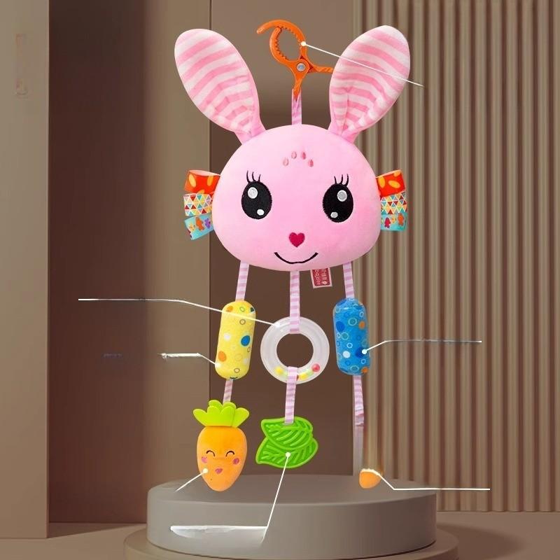 Baby Bed Hanging Rattle With Plush Bunny Wind Chime For Nursery Decor