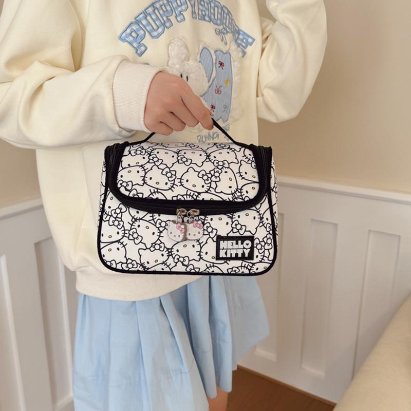 Sanrio Hello Kitty All Over Print Sweet Cute Daily Commuting Fashion Versatile High-Value Portable Polyester Travel Storage Bag Women Bags 2868-1731-1