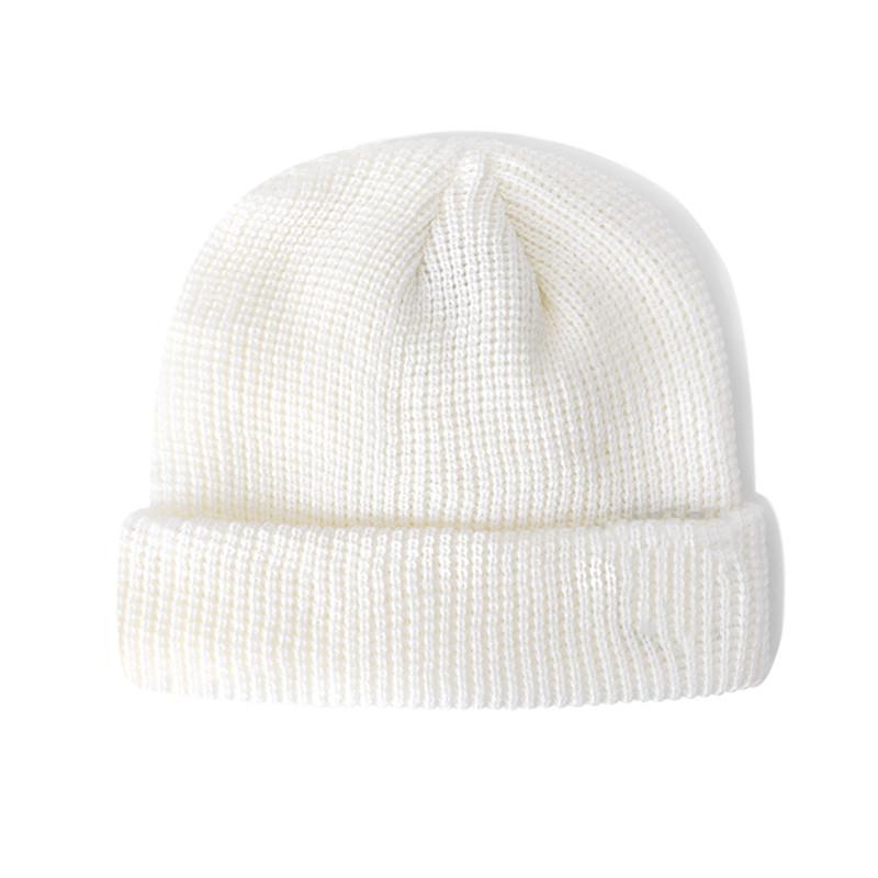 Унисекс, осенне-зимняя ребристая вязаная шапка, мягкая короткая шапка с манжетами для мужчин и женщин, темно-синяя шапка-бини