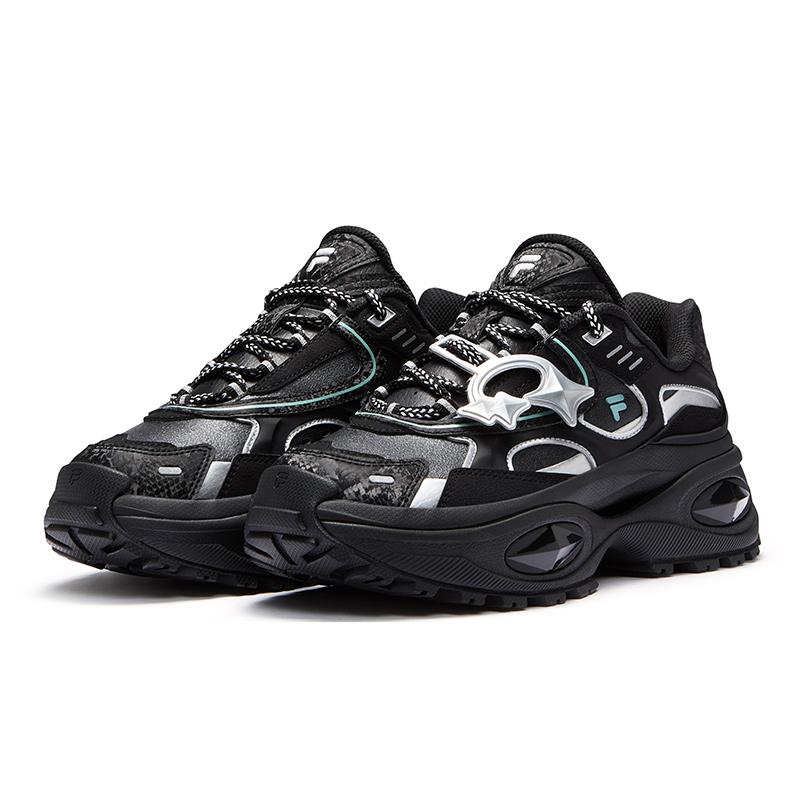 Fila Fusion Bianco III Ретро Низкие Кроссовки Папы Женские кроссовки Черный Серебристый T12W511008FBS