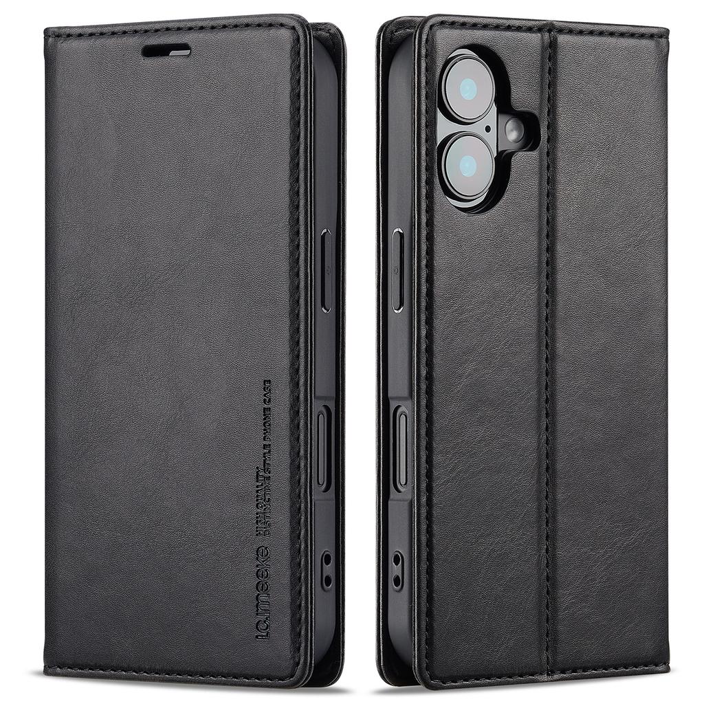 LC.IMEEKE For iPhone 16 Leather Case RFID Blocking Card Slots Phone Cover