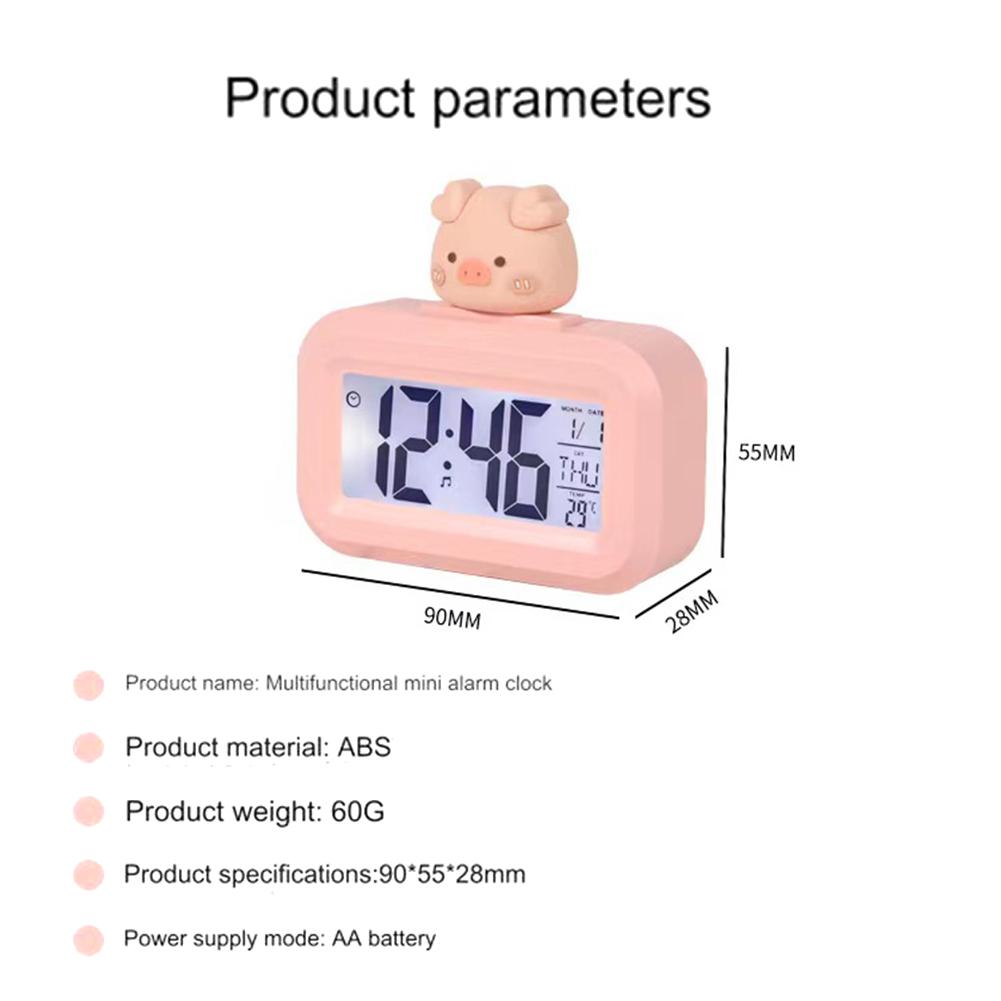 Светодиодный будильник на батарейках с мультяшной музыкой, часы для учебы, управление временем, напоминание о температуре и дате, настольный будильник
