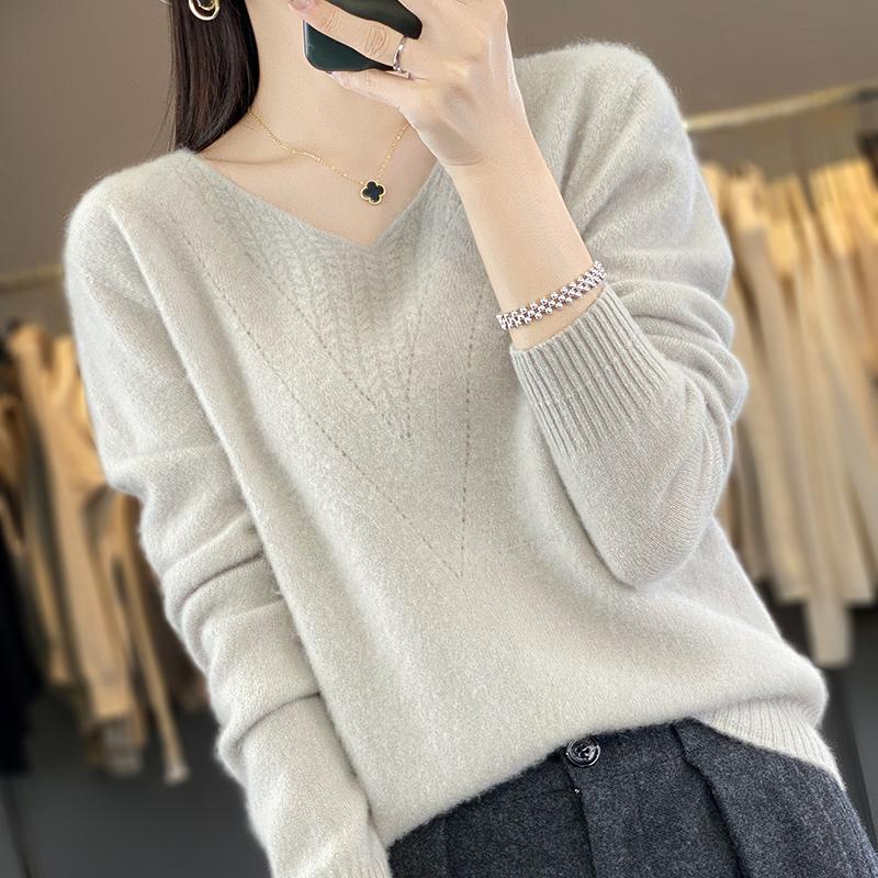 Женский кашемировый свитер Qinghe cashmere 30% кашемир 70% шерсть Женский осенне-зимний кашемировый свитер мягкий и теплый