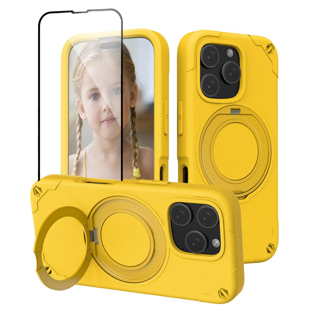 For iPhone 12 Pro Max Case Magnetic Kickstand EVA Phone Cover with Tempered Glass Screen Protector