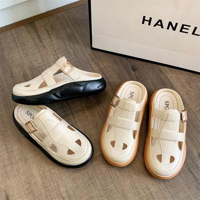 Сандалии на толстой подошве, женские модные ажурные цветные пляжные тапочки, летние повседневные шлепанцы для отдыха на открытом воздухе