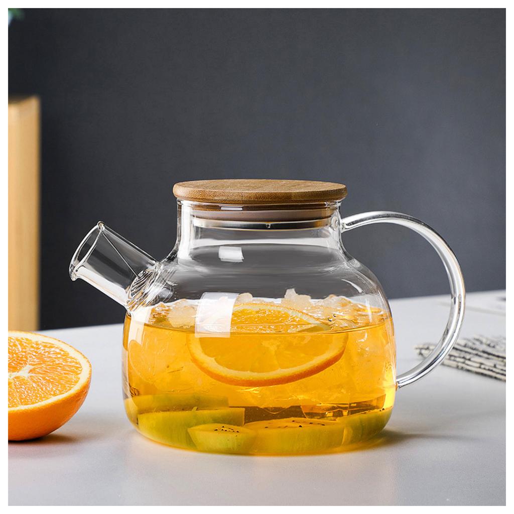 Large Transparent Glass Teapot Stovetop & Microwave Safe Kettles for Brewing Hot or Cold Tea