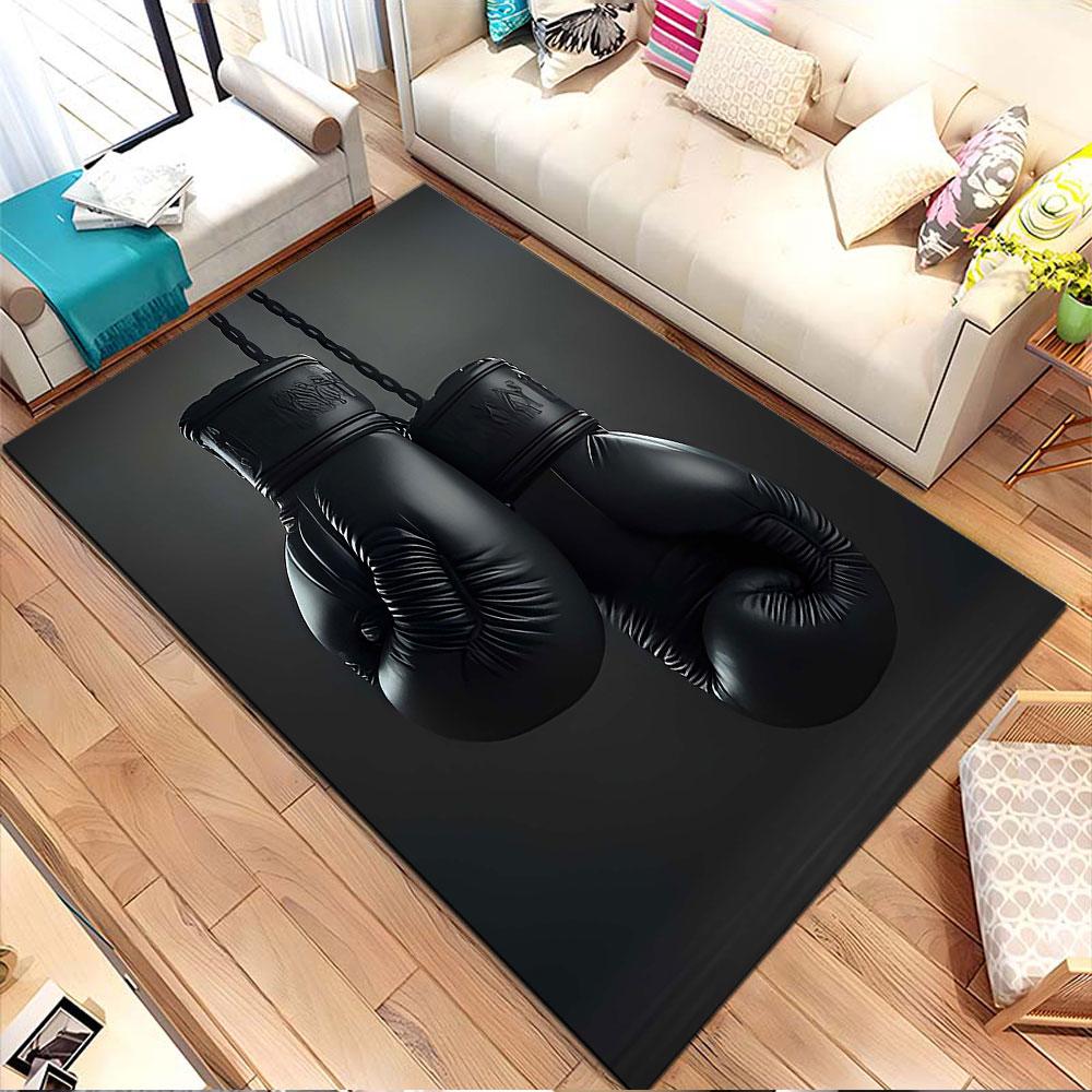 "Black Boxing Gloves Hanging on Chains" Patterned carpet, non slip mat suitable for living room and bedroom sofas