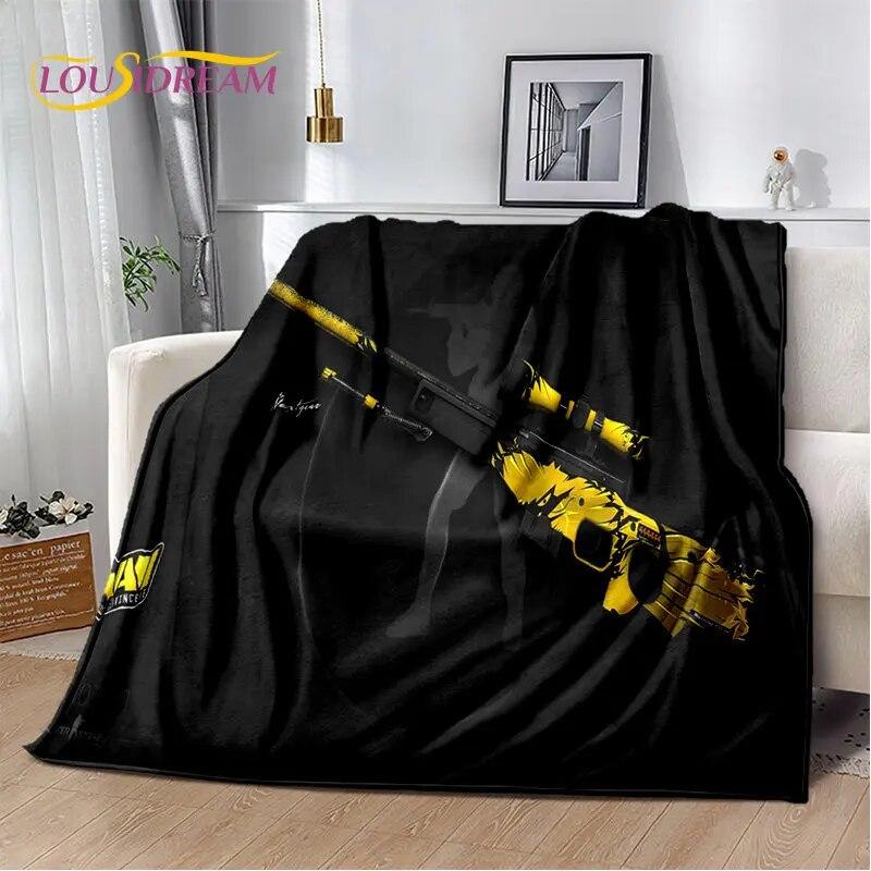 Rifle Pistol Cartridge Gun,CS,AK,USP,M4,AWP Soft Plush Blanket,Flannel Blanket Throw Blanket for Living Room Bedroom Sofa Picnic