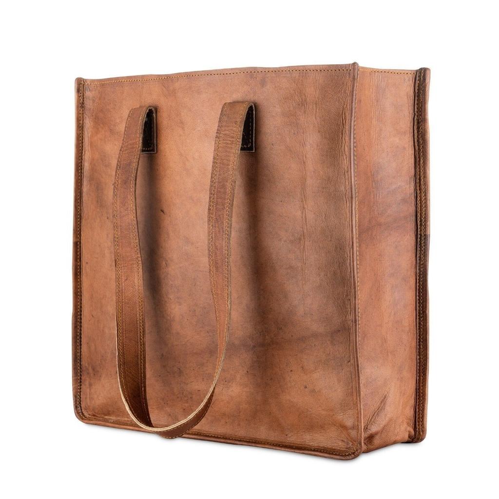 Ladies Tote Bag - Brown Leather Shopping Purse -Casual Shoulder Handbag.