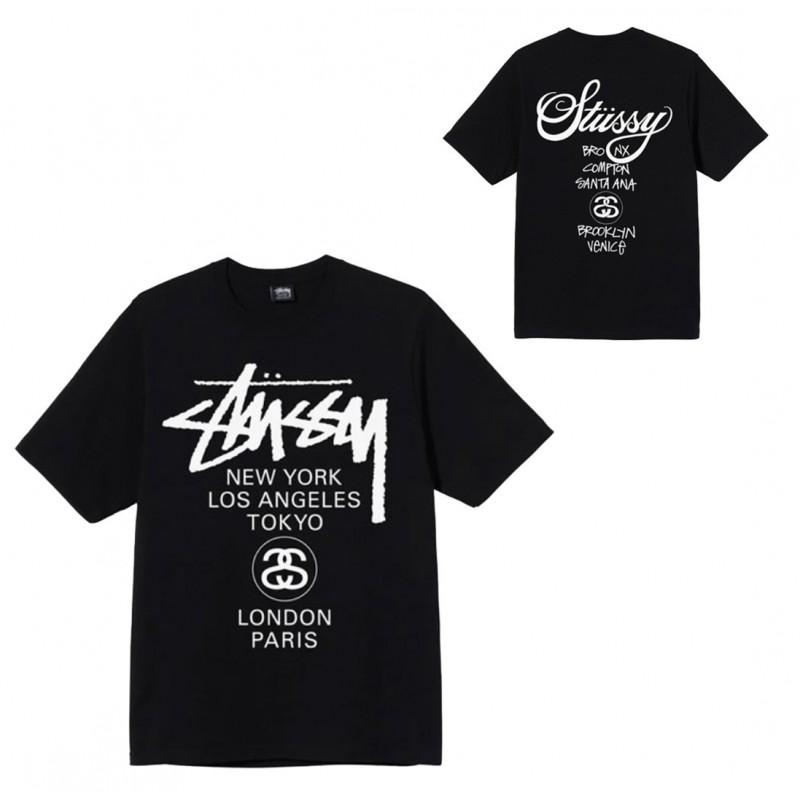Mens Short Sleeve T-Shirt Loose Fit Round Neck Letter Print Casual Street Style Couples Top