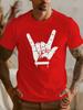 Rock Hand Gesture Print Unisexs T Shirt Heavy Metal Rock Music Fan Short Sleeve Crew Neck Cotton Tee Concert Casual Daily Top
