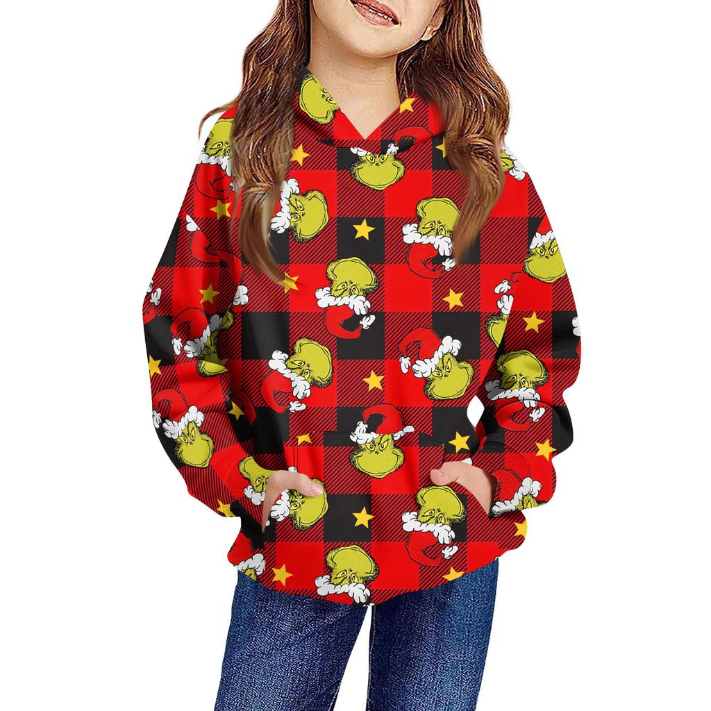 Детское худи пуловер свободного кроя с длинными рукавами, кулиской и однотонной расцветкой