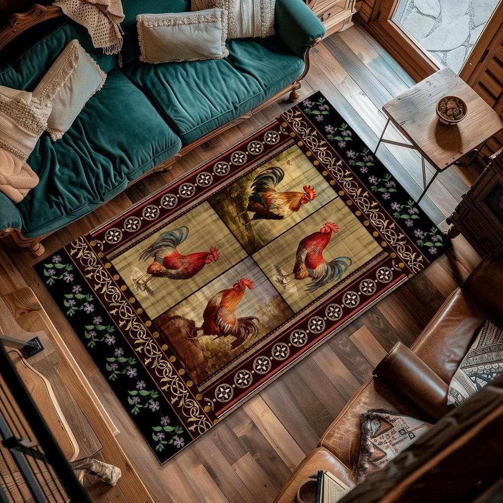 Деревенский ковер с петухом, ковер для гостиной, нескользящий, деревенский ковер, современный ковер с курицей, коврик с петухом, мягкие ковры для домашнего декора в стиле фермерского дома