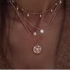 Винтажный многослойный замок портрет жемчуг звезда монета кулоны ожерелья для женщин Богемия золотой ключ сердце длинные ювелирные изделия подарок