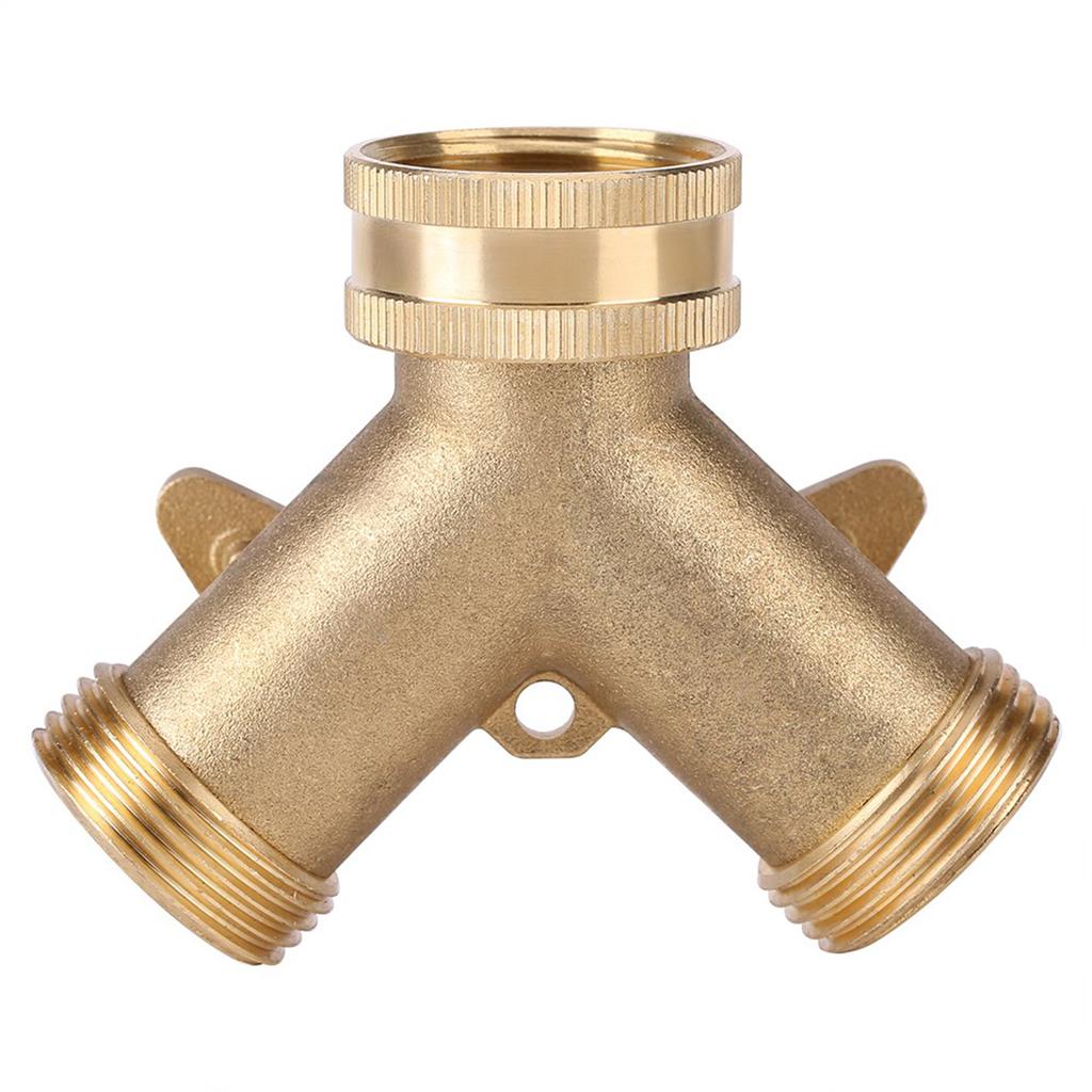 3/4 Inch Brass 2 Way Valve Splitter Hose Pipe Tap Connectors for Garden Irrigation