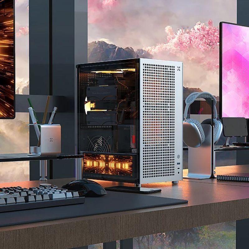 Полностью алюминиевый корпус C1S MATX Блок питания ATX Настольный компьютер высотой 161 мм с воздушным охлаждением и C-портом