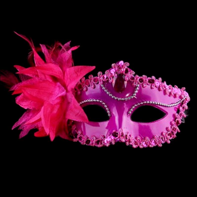Sexy Diamond Venetian Mask Venice Feather Flower Wedding Carnival Party Performance Purple Costume Sex Lady Mask Masquerade