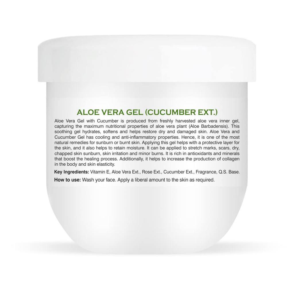 Earth Science Ayurveda Pure Aloe Vera Gel with Cucumber Extract,Vitamin E Use for Face, Body and Hair with Ayurvedic Formulation, No Xanthan, So It